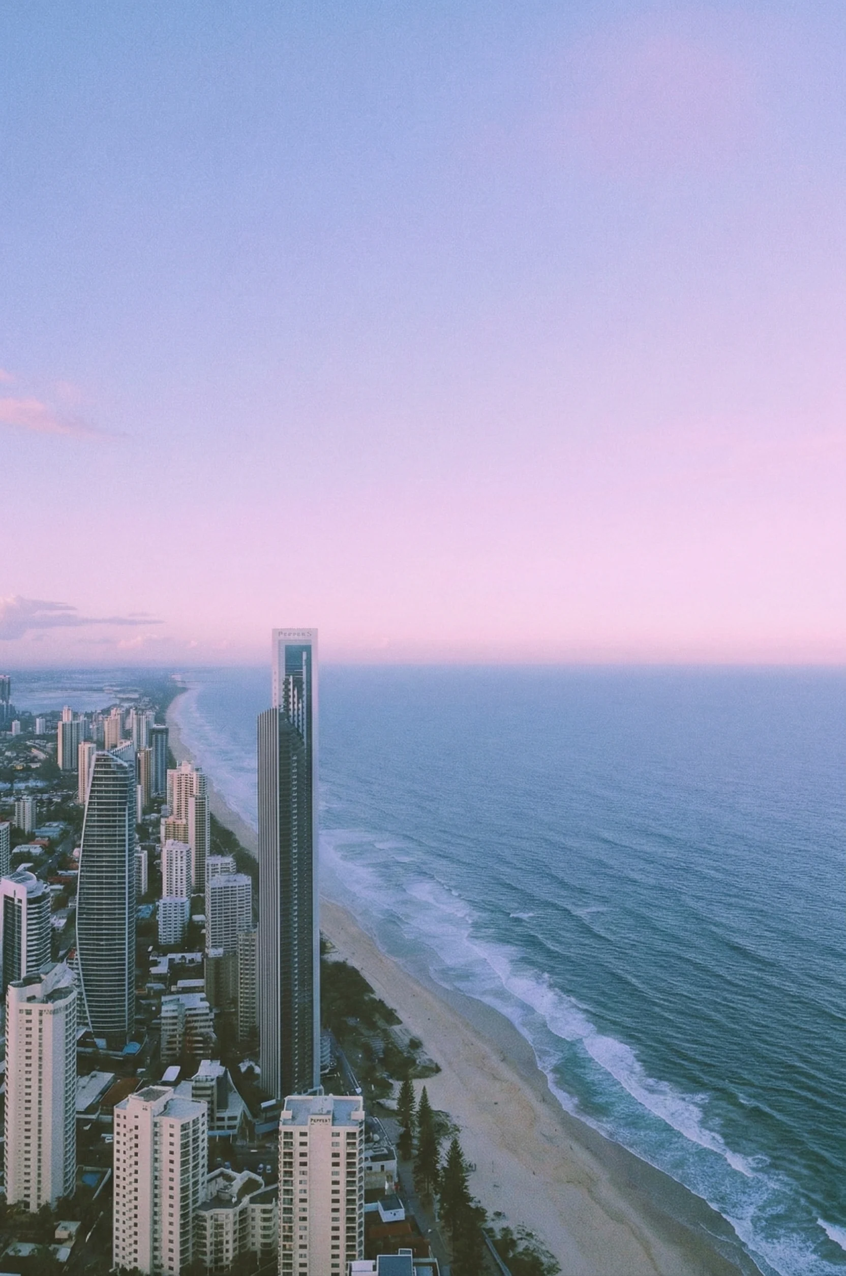 High-rise view along the Surfers Paradise coastline